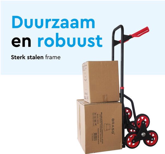 BRASQ Steekwagen Trap - Staal - 120KG Draagvermogen - Transportkar - Transporthulp - Opvouwbaar - Trapsteekwagen
