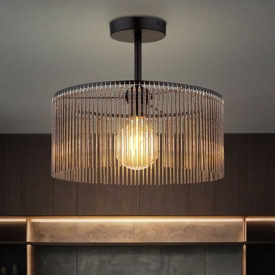 Globo - plafonnière - LEEDS - zwart - glas - Ø 35cm - E27 - 63080108