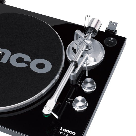 Lenco Platenspeler met Bluetooth - Metalen draaiplateau toonarm en contragewicht - Lenco Expertise lijn - LBT-215BK - Piano Black