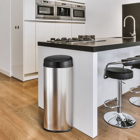 Automatische Prullenbak / Afvalemmer / Sensorprullenbak - 50 Liter - Zilver - Rond