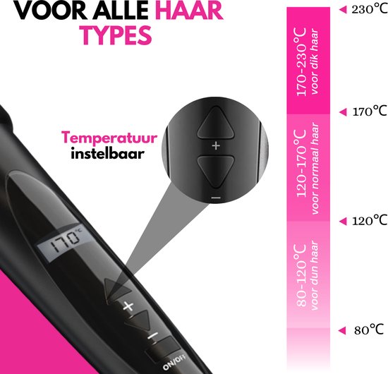 VAIVE Krultang met 6 Opzetstukken - Haarkruller - Krultangen - Curling iron - 32mm - 19 mm - 25mm