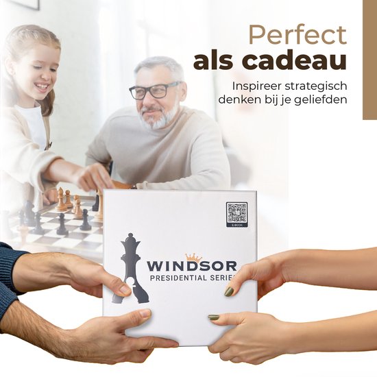 Windsor Luxe Schaakbord - met Schaakstukken - 35 cm - Annotaties - Schaakset - Magnetisch Schaakspel - Chess Set - Hout