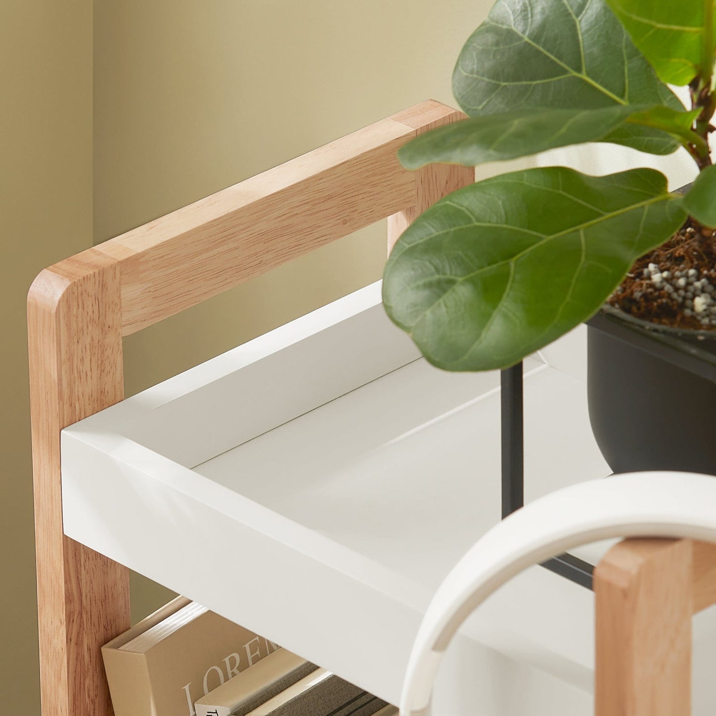 SoBuy Badkamerkastje met 3 Vakken - 28x74x20 cm - Hout/Wit
