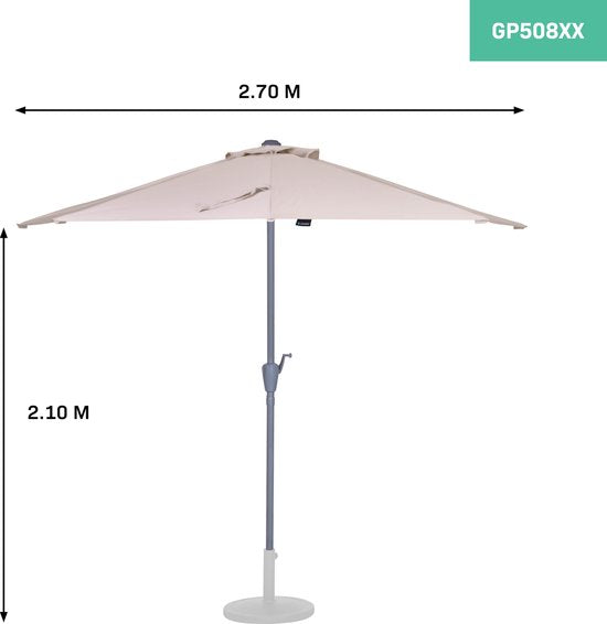 VONROC Premium Parasol Magione – Duurzame balkon parasol - Halfrond 270x135cm – UV werend doek - Beige – Incl. beschermhoes