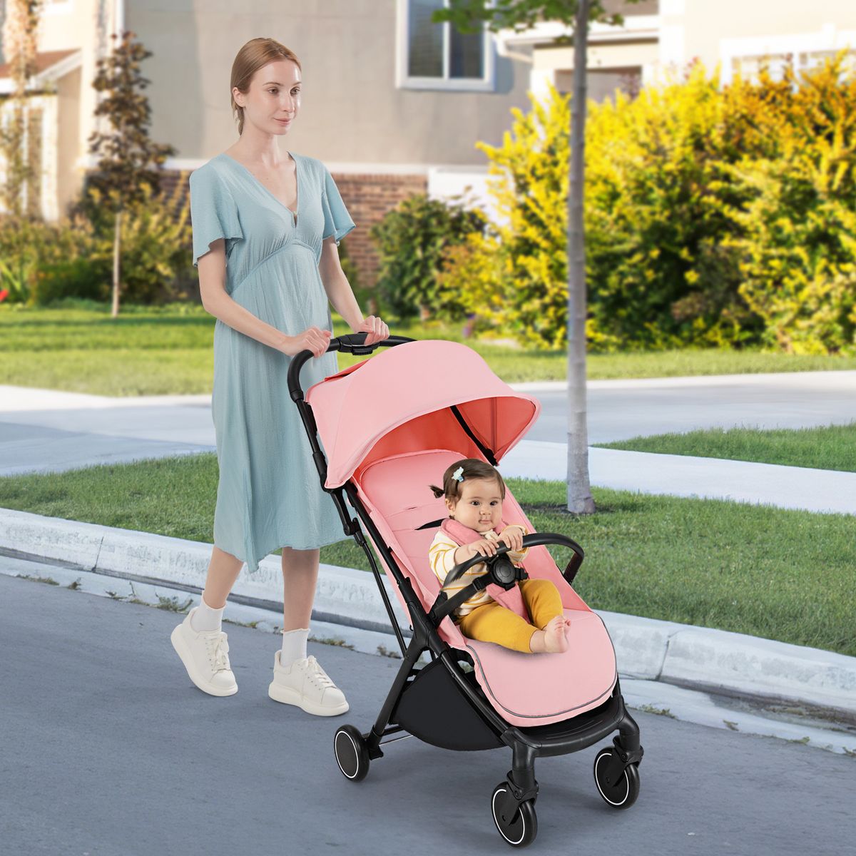 Coast Kinderwagen - inklapbaar reisbuggy - verstelbare rugleuning en voetsteun - roze