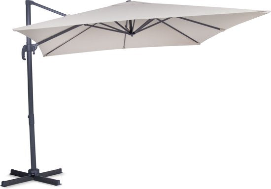 VONROC Zweefparasol Pisogne – Kantelbaar & 360° Draaibaar – 300 x 300 x 260 cm – Beige