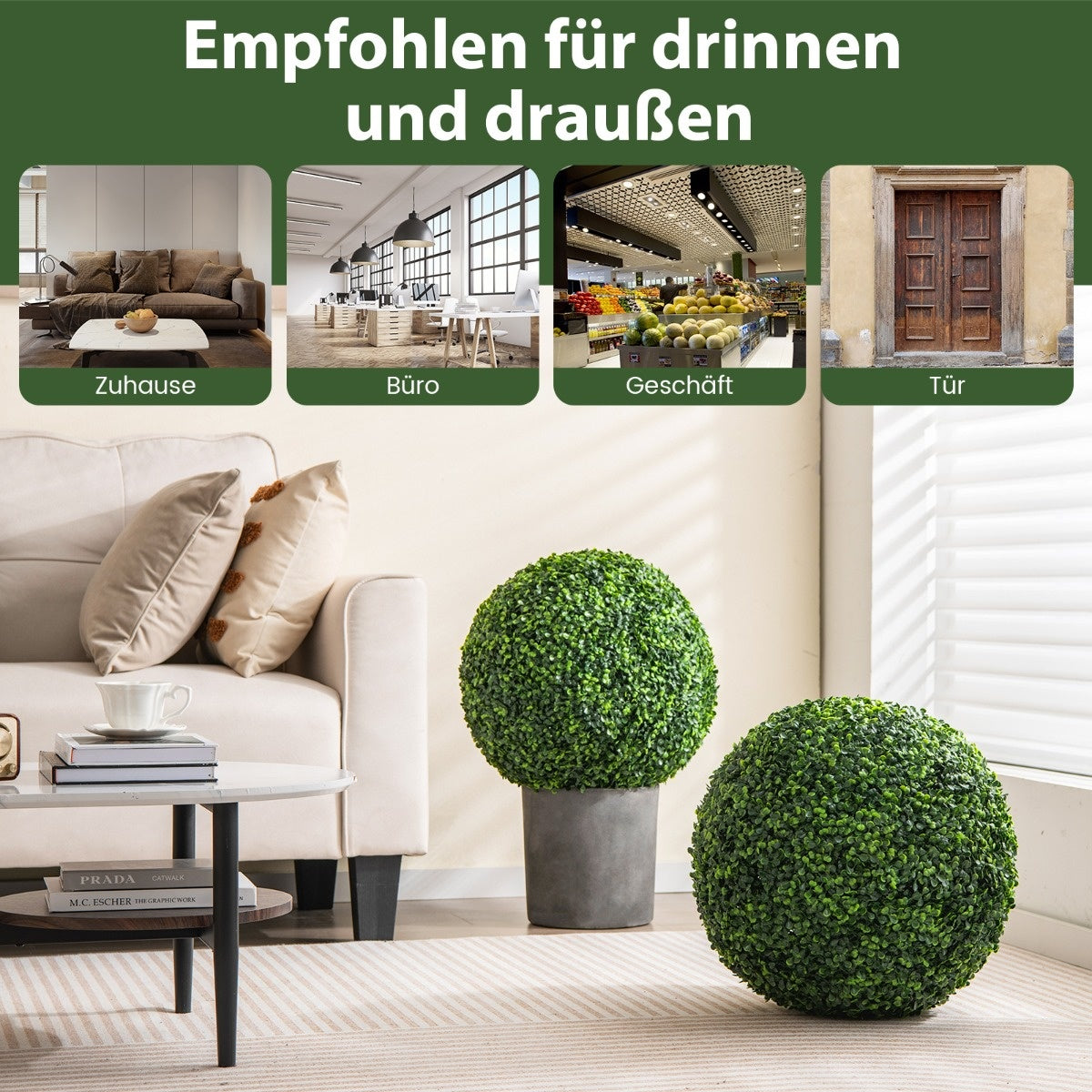 Coast 2-serie buxus UV-resistente decoratieve sferische planten 48 x 48 x 48 cm