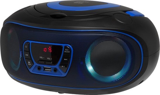 Denver Draagbare Radio CD Speler Kinderen - Bluetooth - Lichteffecten - Boombox - AUX - FM - TCL212BT - Blauw