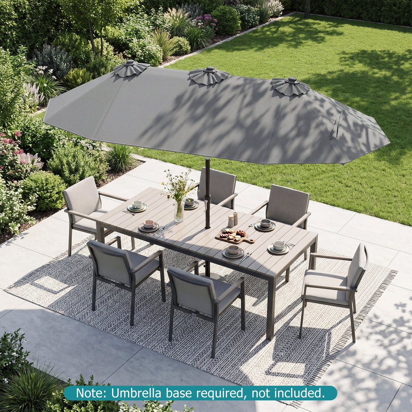 Coast Dubbele Parasol 300 x 160 cm - Rechthoekig - Kantelbaar - Grijs