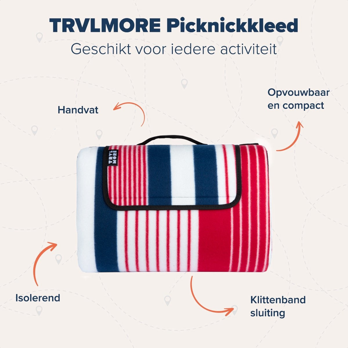 TRVLMORE XXL Opvouwbaar Picknickkleed - Buitenkleed - Waterdicht - Gewatteerd - 200x200 cm