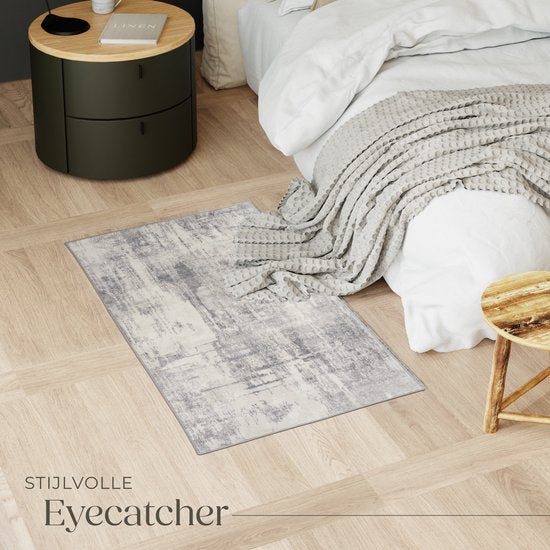 tectake® Vintage design tapijt - Laagpolig vloerkleed voor woonkamer, kinderkamer, slaapkamer of hal - Wasbaar - Div. afmetingen - 60x110cm - beige/grijs