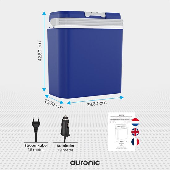 Auronic Koelbox Elektrisch 12V en 230 volt - Coolbox - Auto - Koelen en Verwarmen - 20L - Frigobox - Blauw