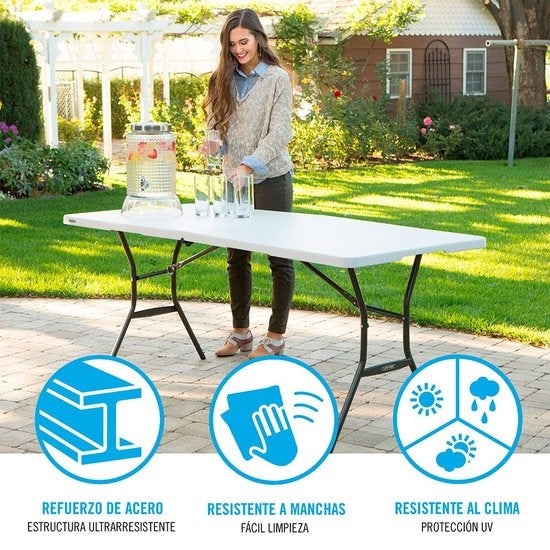 Lifetime Opklapbare Buffettafel - 180 cm x 76 cm x 72 cm - Wit