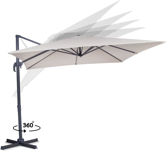 VONROC Zweefparasol Pisogne – Kantelbaar & 360° Draaibaar – 300 x 300 x 260 cm – Beige