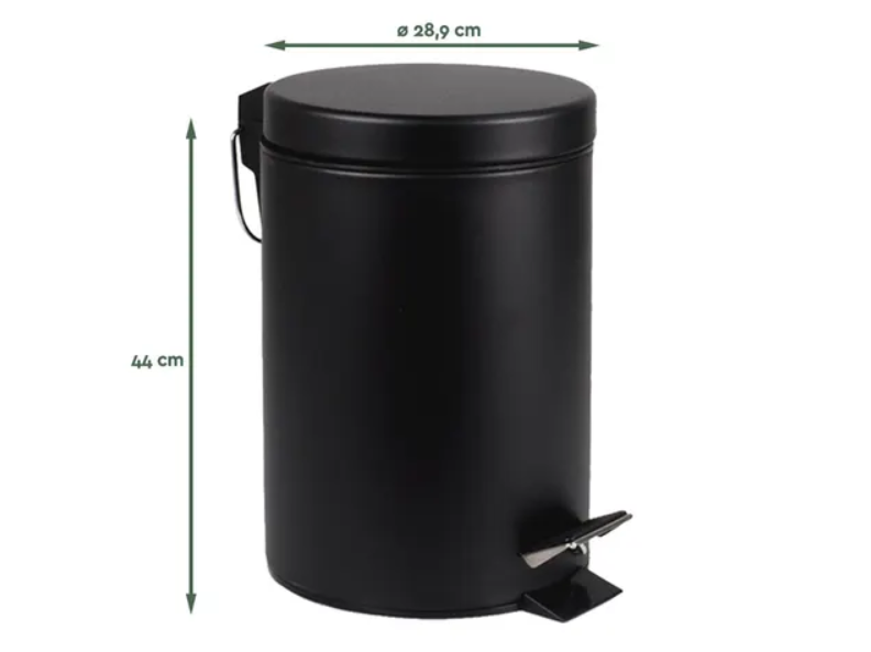 Afvalbak BRASQ pedaalemmer - 20 Liter - Zwart - RVS - 28.9 x 28.9 x 44 cm