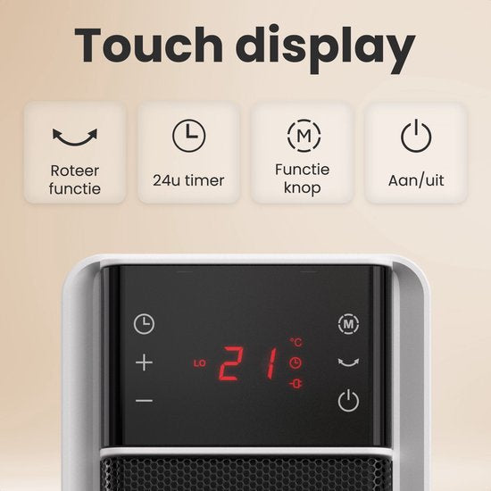 Auronic Elektrische Kachel - Keramische Kachel - Toren Kachel - 2000W Heater - Wit