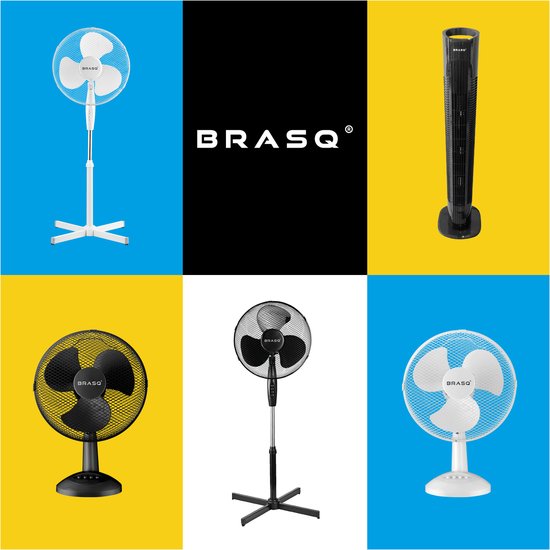 BRASQ Vloerventilator - 50 cm - Zwart - 3 snelheden - Ventilator Staand - Verstelbaar - 90 Watt