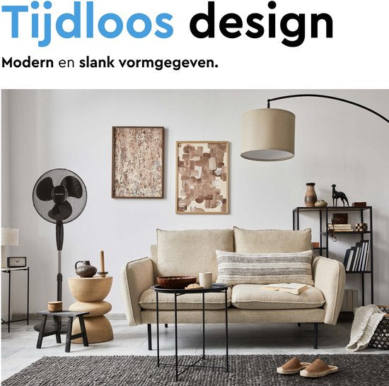 BRASQ Statiefventilator – 40 cm – Zwart – Met Afstandsbediening - Timer - Slaapmodus - In hoogte verstelbaar – Stille Ventilator - 40 Watt