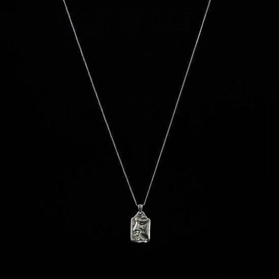 Laura Ferini Dames Ketting Faccina Zilver - Zilverkleurige Ketting met Hanger - 18K Witgoud Verguld - Halsketting - Collier - Sieraad - Accessoires - Dames Ketting met Hanger
