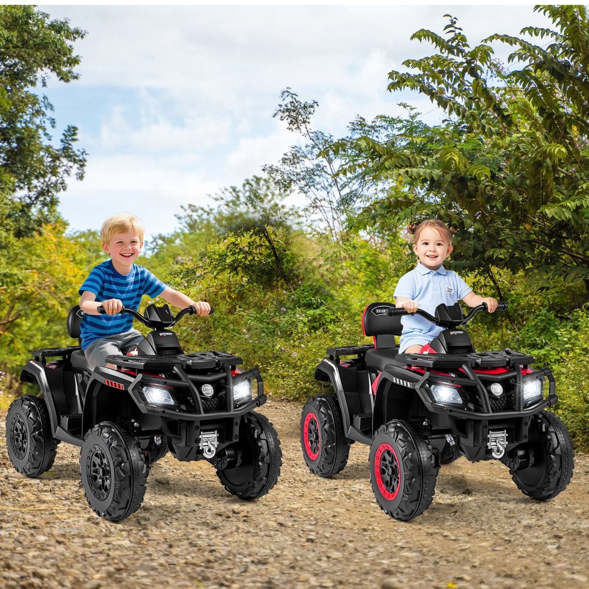 Coast elektrische kinderquad - 2 zitplaatsen - 4 motoren - zwart