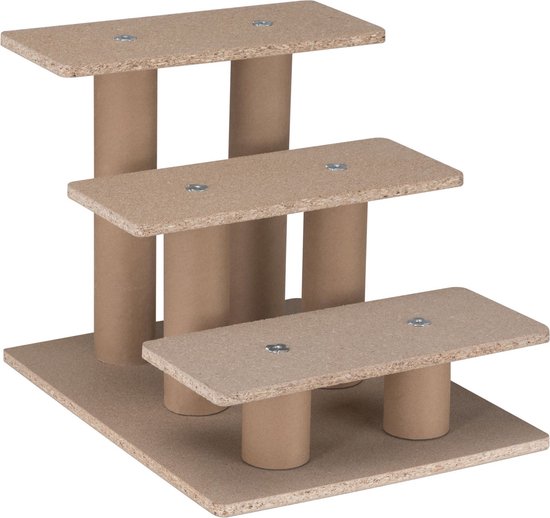Juskys Huisdierentrap - Hout - Max. 50 kg - Grijs - 46 x 36 x 34 cm
