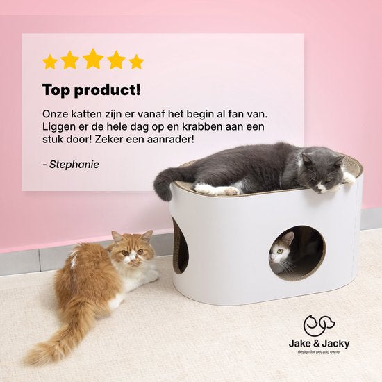 Jake and Jacky Krabkarton voor Katten - Kattenhuis Karton - Krabpaal Karton - Krabmand - Krabplank - Krabmeubel - Kartonnen Krabmat - Kattenmand - Kattenbed - 60x34x34cm
