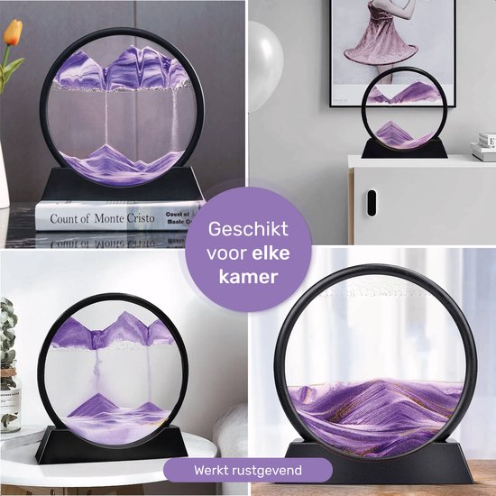 XL Zandkunst - Paars - Sand art - In glas - Zandloper - Decoratie - Bewegende zandkunst - Zand