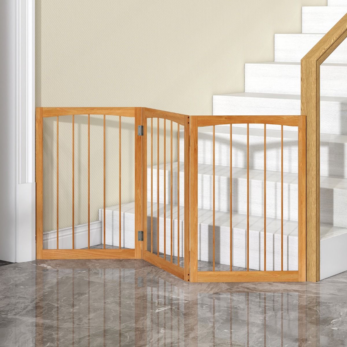 Coast Hondenafsluithek - 3-delig opvouwbaar beschermhek - natuurlijk hout - 76 cm hoog