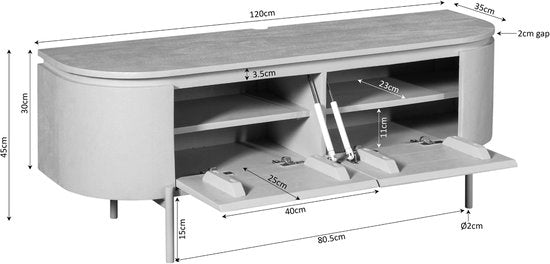 Starfurn - Tv meubel Excellent - Taupe - 35x120x30 cm