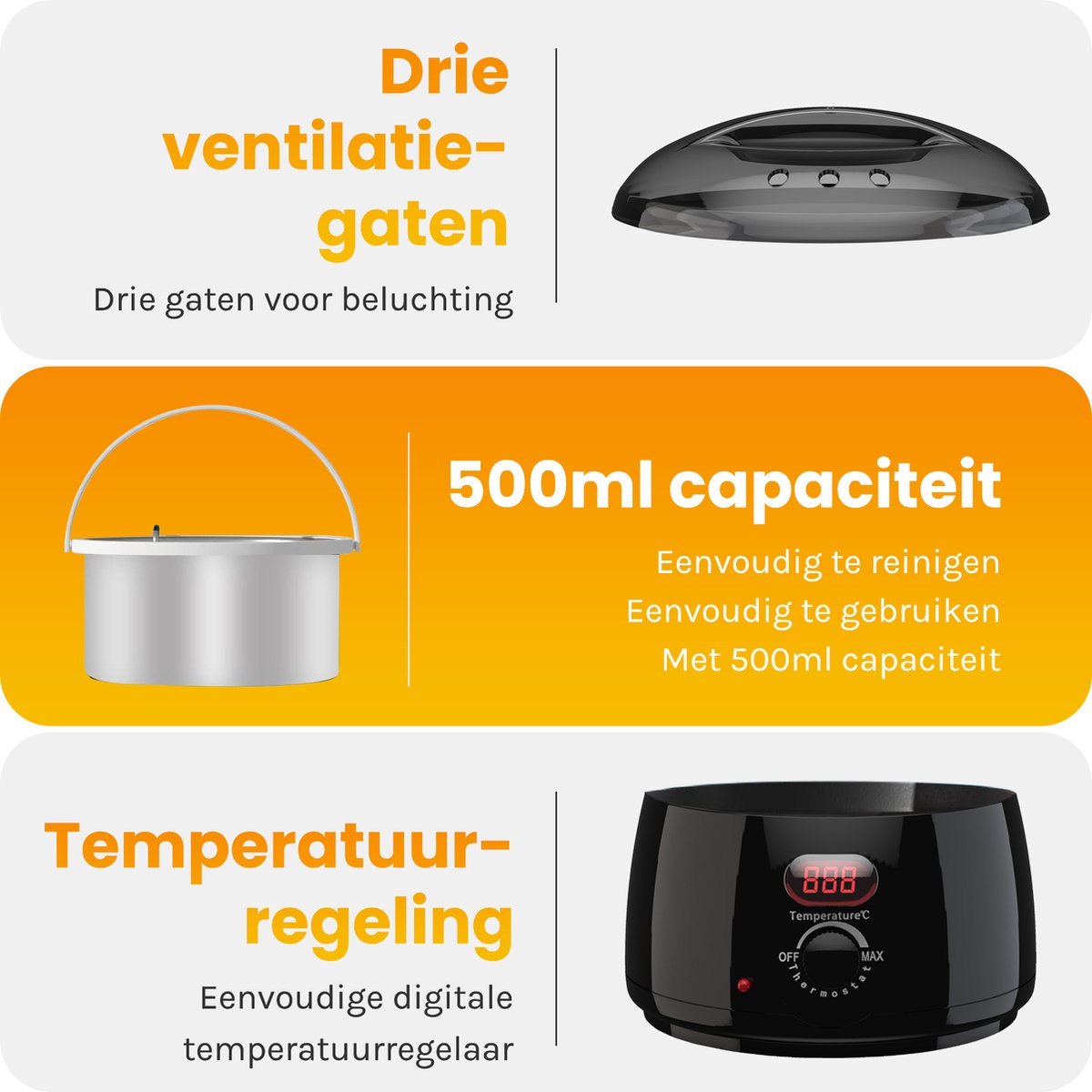 Bolusso Wax Apparaat - Ontharing Set - NIEUW model - 5 Soorten Beans 500 Gram - 50 Wax Staafjes - Gratis Afterwax - Wax Heater - Ontharingsapparaat - Wax Beans Verwarmer - Ontharingsset - Wax set
