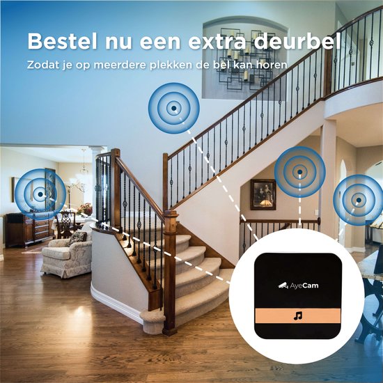 AyeCam Draadloze Chime – Extra Binnenbel voor Video Deurbel – Plug & Play – Inclusief NL Handleiding