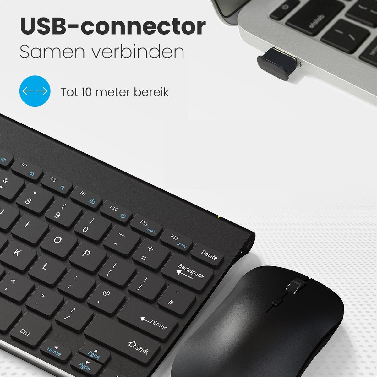Auronic Draadloos Toetsenbord en Muis - QWERTY - Zwart
