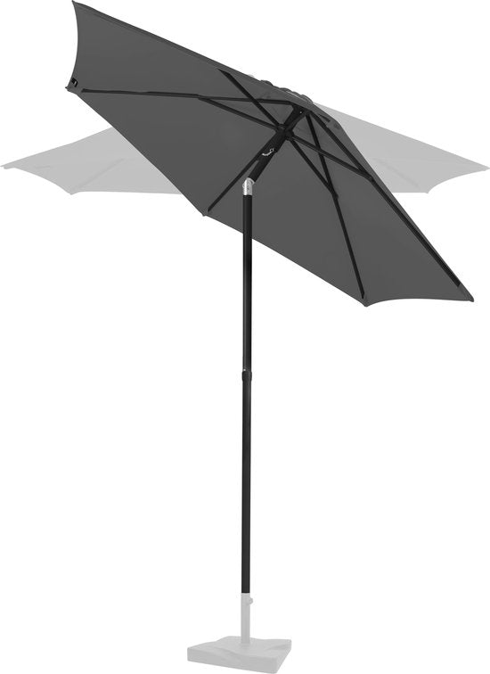 VONROC Premium Parasol Torbole – Ø200cm - Duurzame stokparasol – UV werend doek - Grijs – Incl. beschermhoes