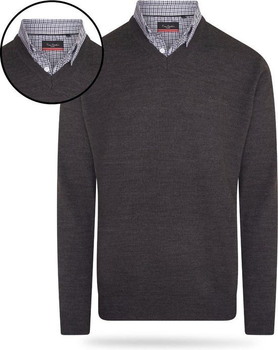 Pierre Cardin - Heren Sweaters Mock Pullover - Grijs - Maat S