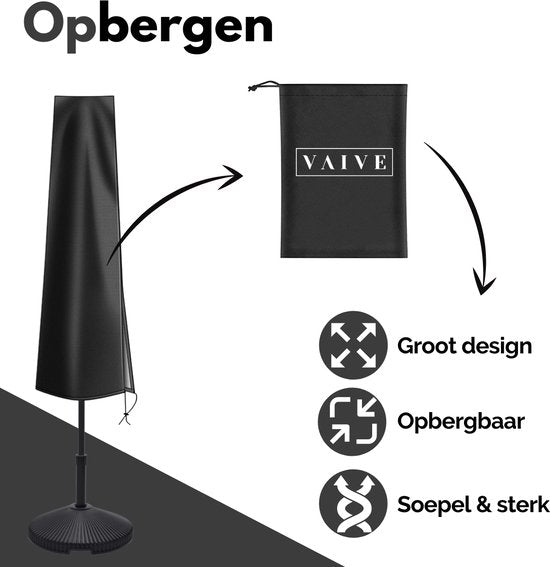 VAIVE Waterdichte Parasolhoes 600D met Rits - Voor Zweefparasol en Staande Parasol