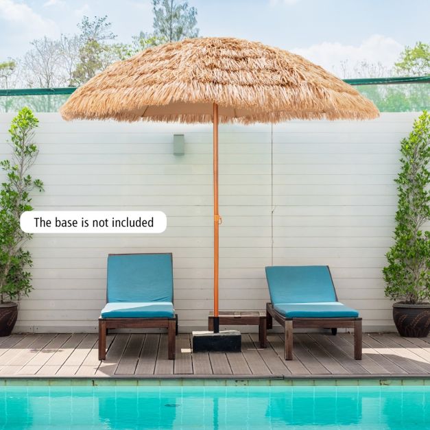 coast Hawaiiaanse Stijl Stroparasol Ø205 cm – Natuurlijk Design met 8 Metalen Ribben