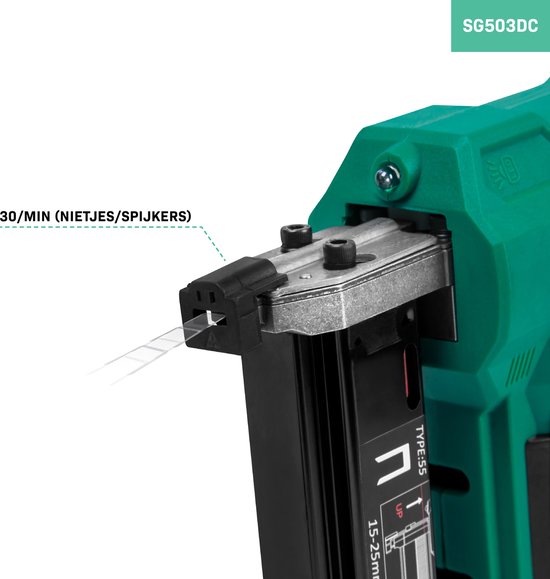 VONROC accu tacker – VPower 20V – Incl. 1000 nieten & 1000 spijkers – Zonder accu & lader