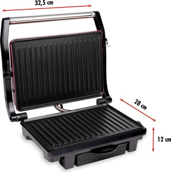 alpina Contact Grill - Tosti IJzer - Anti-aanbaklaag - 1000W - Zwart/Rood