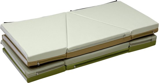 Sunny Davi Foam Speelset – Opvouwbare Foam Mat– Bouwset, Tent & Speelmat – Speeltent in Beige en Groen – Softplay - Montessori Speelgoed – Vanaf 12 maanden – Veilig Spelen