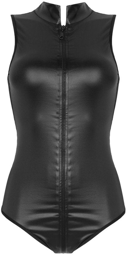 Wetlook 2-kanten rits Body Xenna - zwart