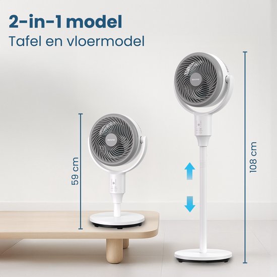 Auronic Statiefventilator - Staande Ventilator - Luchtkoeler - Vloer en tafelventilator - Omni - 3 Snelheden - Stille Ventilator - Fan - Met Afstandsbediening - Zwart