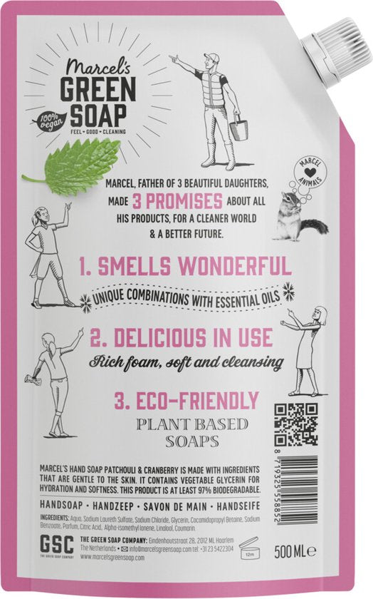 Marcel's Green Soap Handzeep Navulling - Patchouli & Cranberry - 500 ml