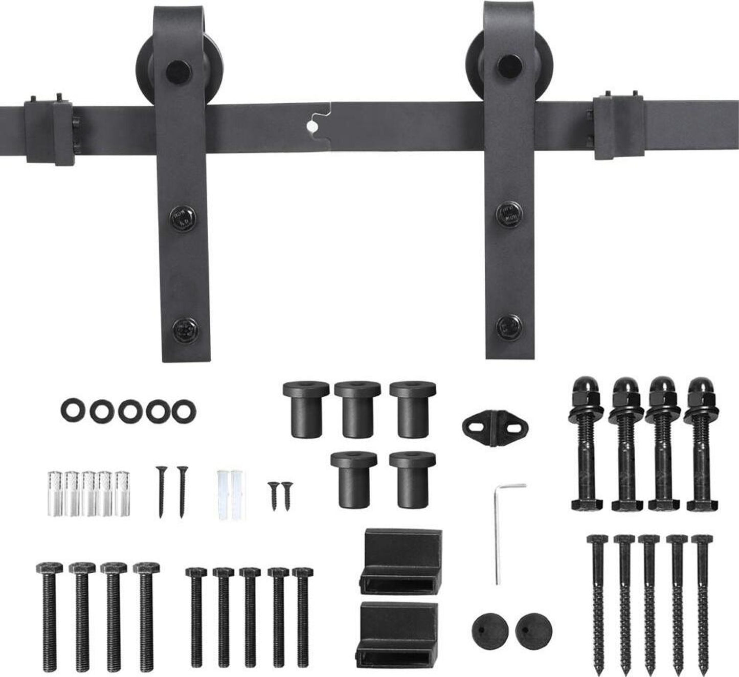 Yaheetech Schuifdeur Railsysteem - 200 cm - Zwart - Compleet Beslag voor Houten Schuifdeur tot 100 kg