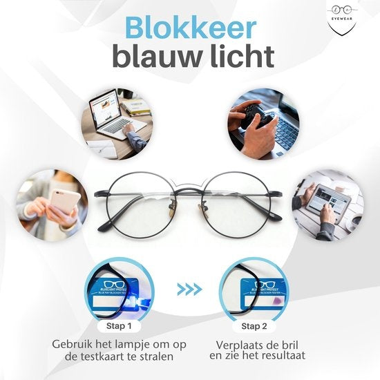 LC Eyewear Beeldschermbril - Blauw Licht - Incl. Brillenkoker - Metaal - Unisex - Zwart