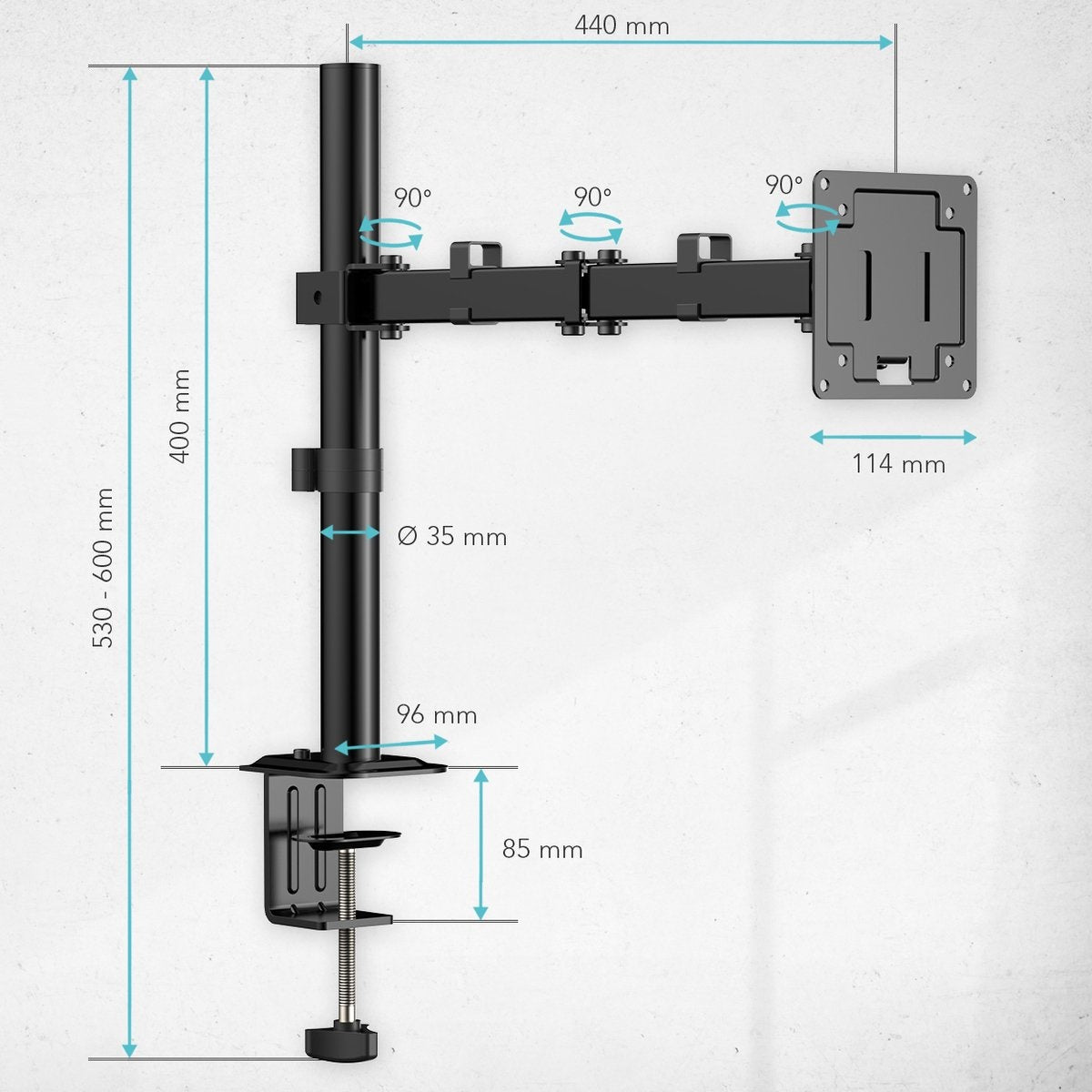 Auronic Monitor Arm - 1 Scherm - 13 tot 32 Inch - Verstelbaar - Staal - Zwart