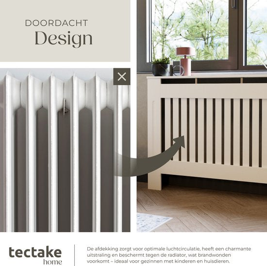 tectake® Radiatorombouw - Radiatorafdekking - Radiatorpaneel - Radiatoromkasting - Verwarmingsombouw - Lamellenontwerp, met plank - Div. afmetingen - 78x19x82cm - wit