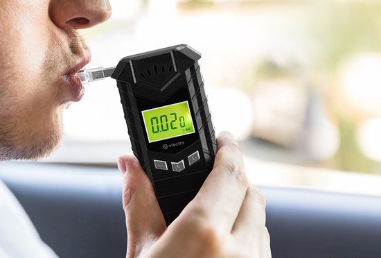 Vlectro Alcoholtester - Digitale Blaastest - USB-Oplaadbaar - Inclusief Mondstukjes - Compact Ontwerp