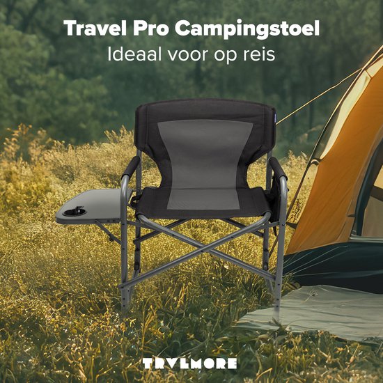 TRVLMORE Campingstoel - Opvouwbaar - Lichtgewicht - 120 kg draagvermogen - Zwart