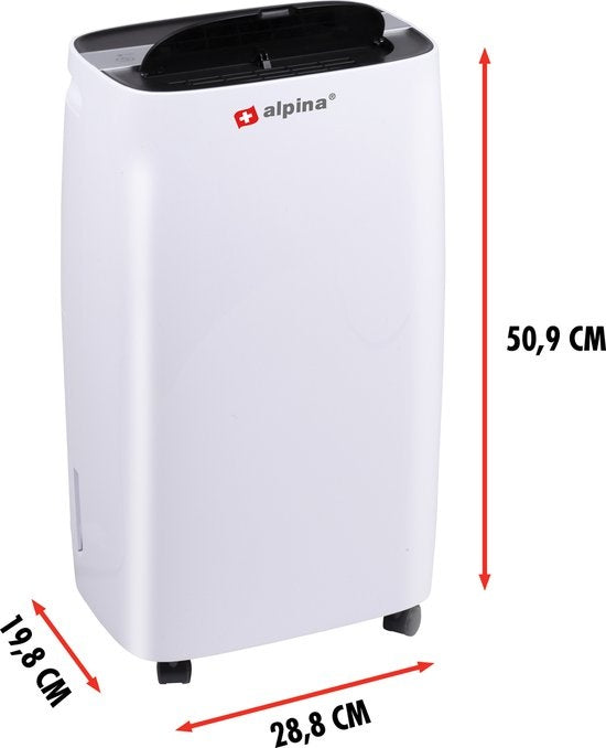 alpina Luchtontvochtiger en Luchtreiniger - Stil: 46 dB - Ontvochtigt tot 10L per Dag