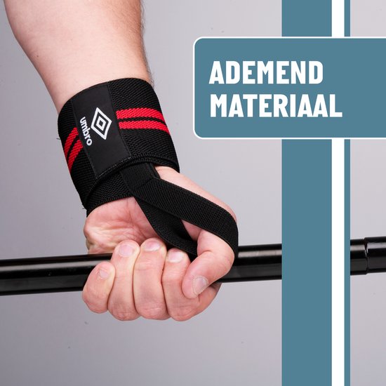 Umbro Polsbandages - 2 Stuks - Voor Fitness, Crossfit en Krachttraining - Rood/Zwart